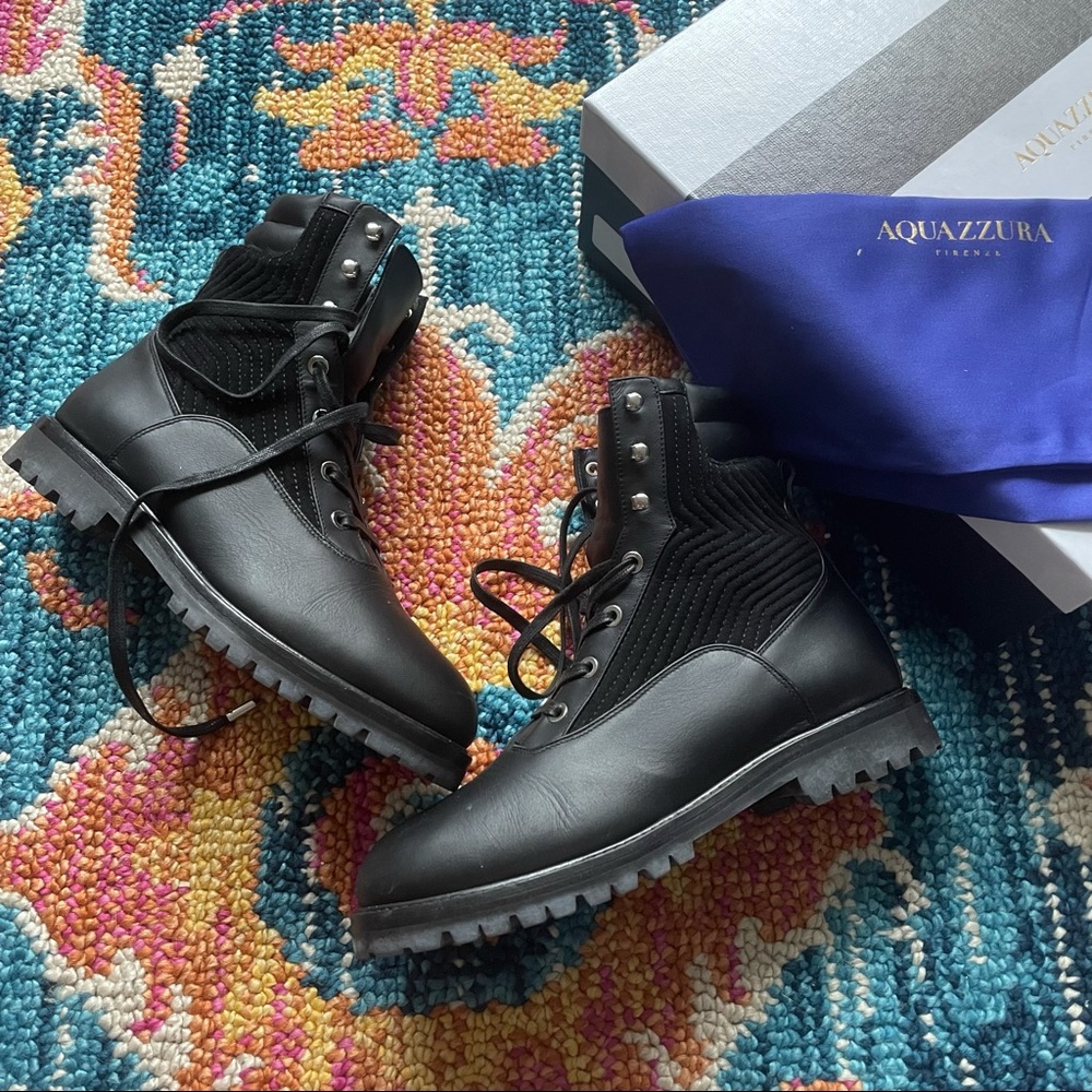 Aquazzura Runway Leather/Quilted Suede Ankle Boots